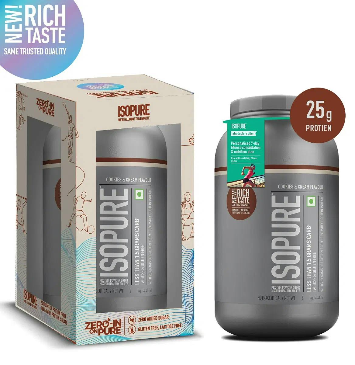 Isopure 100% Whey Isolate Protein 4.40 lbs(2 kg) Cookies & Cream, With ...