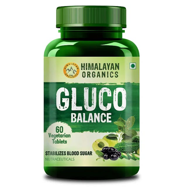 Himalayan Organics Plant Based Gluco Balance Insulin Resistance, Diabetes Control Jamun, Bittermelon, Amla, Gudmar, Chirayta Extracts 60 Veg Tablets