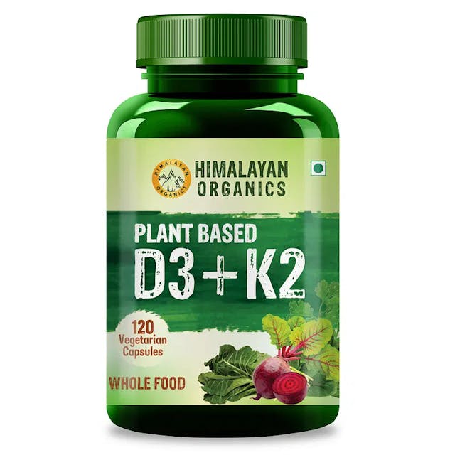 Himalayan Organics Plant Based 600iU Supplement | Vitamin D3(Lichen) + K2(Menaquinone Mk7) | Faster Absorption | Boost Immunity | Healthy Bones -120 Veg Capsules
