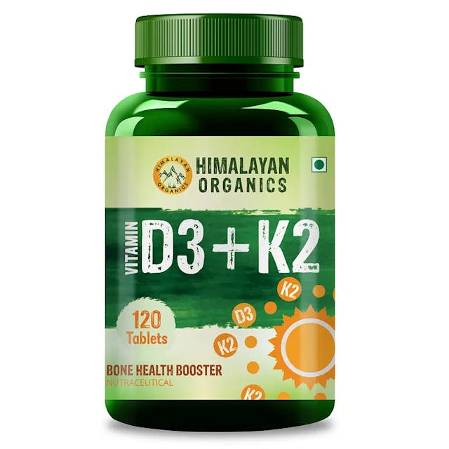 Himalayan Organics Vitamin D3 400 IU + K2 as MK7 Supplement | Supports Stronger Immunity & Bone & Heart Health | Healthy Heart For Men And Women - 120 Veg Tablets
