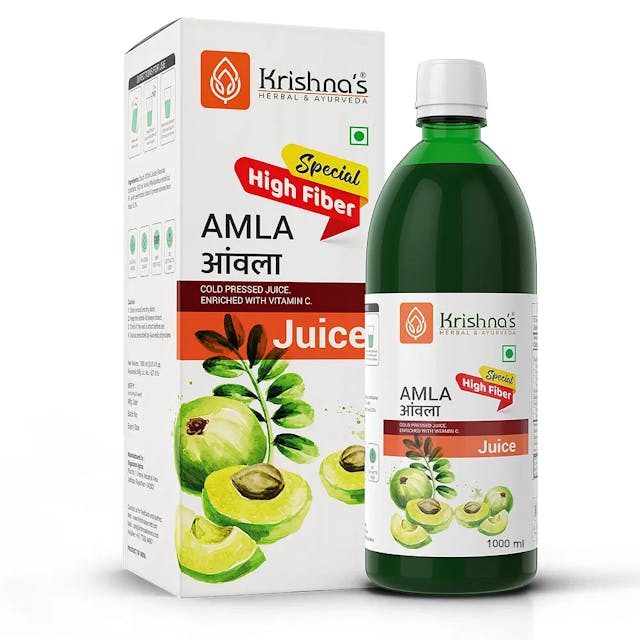 Krishna's Special Amla High Fiber Juice - 1000 ml | Fresh cold pressed Amla Juice | Helps Boosts Skin and Hair Health