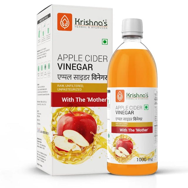 Krishna's Apple Cider Vinegar 1000 ml | Raw, Unfiltered, Unpasteurized | with the Mother