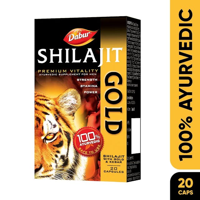 Dabur Shilajit Gold - Capsules | 100% Ayurvedic Capsules for Strength and Stamina | Premium Ayurvedic Supplement | For Men