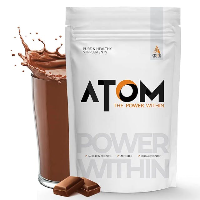 AS-IT-IS ATOM Whey Protein with Digestive Enzymes | 27g protein | 5.7g BCAA | Lab Tested | Double rich chocolate