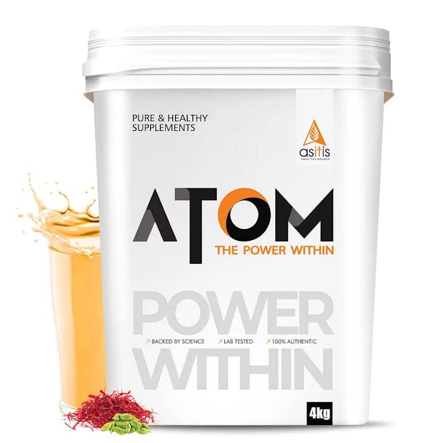 AS-IT-IS ATOM Whey Protein with Digestive Enzymes | 27g protein | 5.7g BCAA | Lab Tested| Kesar Elaichi flavor