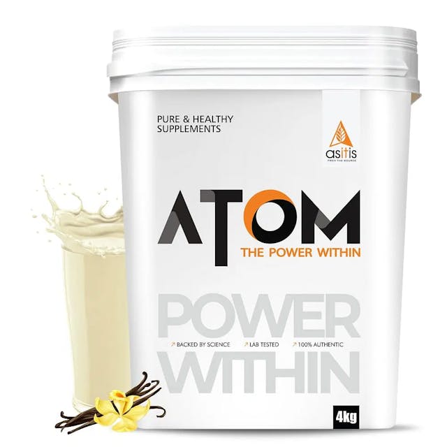 AS-IT-IS ATOM Whey Protein with Digestive Enzymes| 27g protein | 5.7g BCAA | Lab Tested | French Vanilla