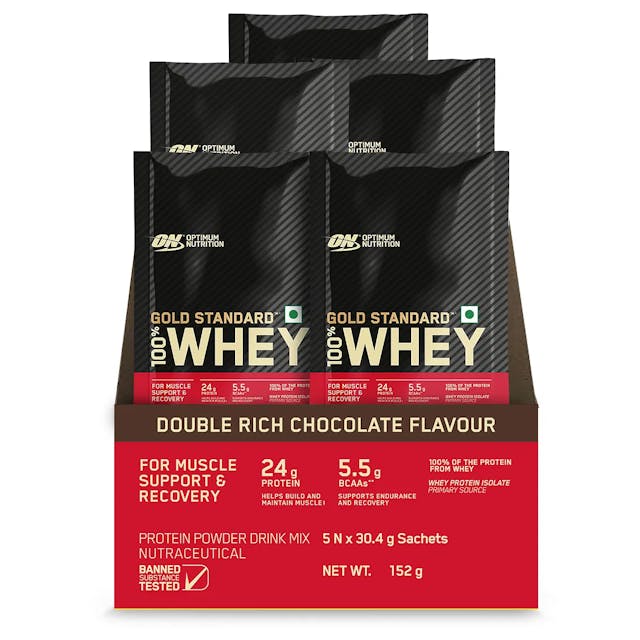 Optimum Nutrition (ON) Gold Standard 100% Whey Protein Powder (Double Rich Chocolate), for Muscle Support & Recovery, Vegetarian - Primary Source Whey Isolate