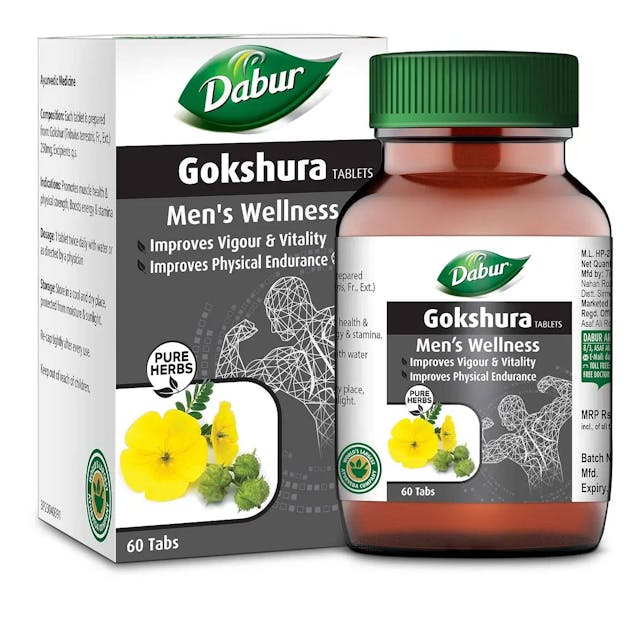 Dabur Gokshura Tablets - 60 Tablets | Boosts Vitality & Stamina | Supports Gut Health