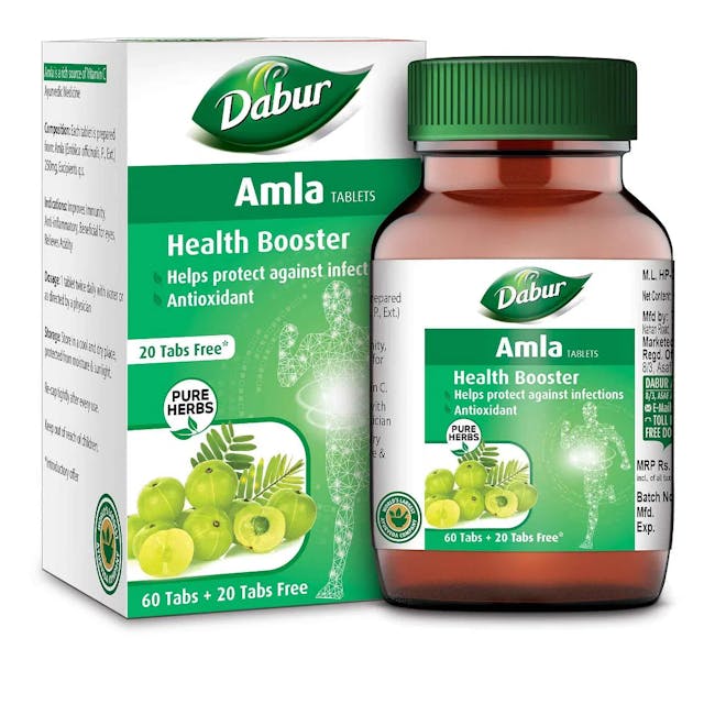 Dabur Amla Tablet Health Booster - 60 tabs (Get 20 tabs Free)