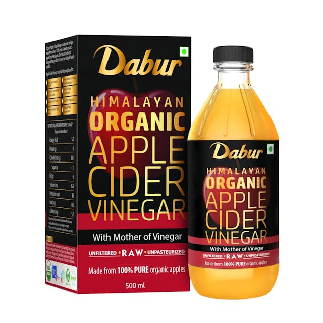 Dabur Himalayan Organic Apple Cider Vinegar-500ml | With the Mother of Vinegar | Sourced from Organic Apples | Raw, Unfiltered & Unpasteurized | 100% Pure | Helps Stay fit
