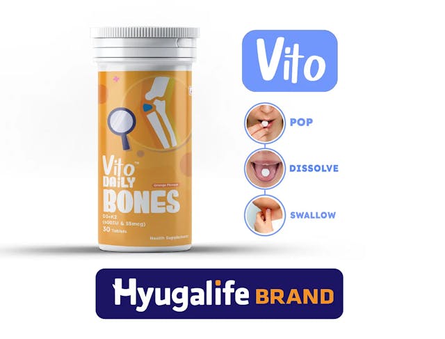 Vito Daily Bones - Vitamin D3 + K2 Flavoured Mints for Strong Bones, Energy, Immunity, and Muscle Health