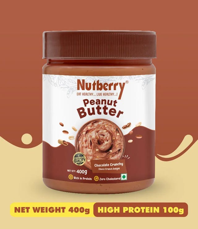 Nutberry Peanut Butter Chocolate Crunchy in Bucket 510gm | 125g Protein   |Cholesterol Free | No Hydrogenated Oil | Zero Trans-Fat 