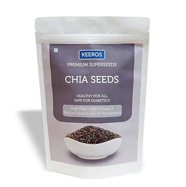Keeros Premium Raw Chia Seeds (Black) for Weight Management : Gluten Free, High Antioxidants, Omega-3 & Protein Rich Super Seeds for eating | 400g