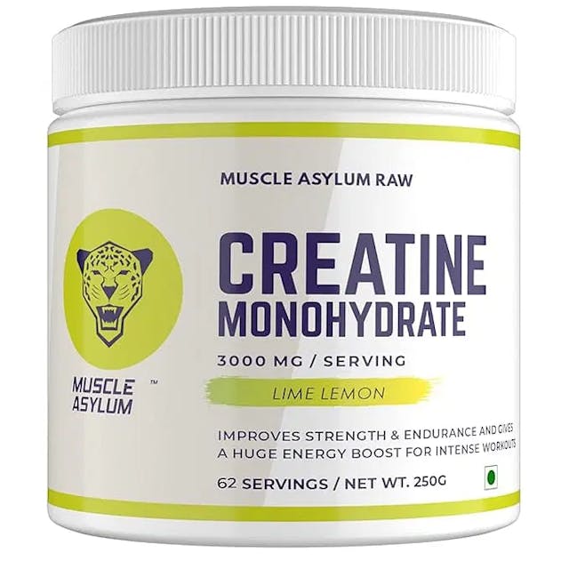 Muscle Asylum Creatine Monohydrate Powder Lime Lemon, Pack of 250 gm, (62 Servings)
