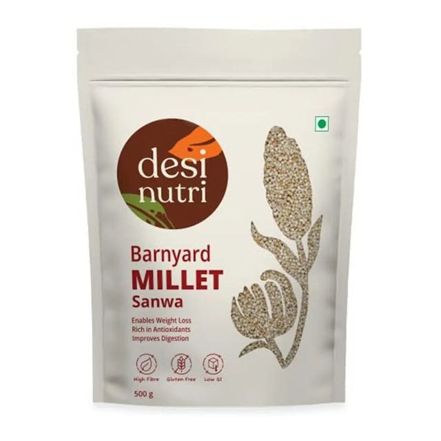 Desi Nutri Barnyard Millet Natural Grains | Millets | Natural Grains | Odalu | Oodulu | Sanwa | Barnyard Millet - 500 gms | Rich in Fiber and Protein | Siridhanya Millets | Sri Anna | Sree Anna