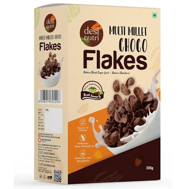 Desi Nutri Combo Offer Buy 2 Choco Flakes & Get Pan Cake FREE | Multi Millet Health Choco Flakes | Ready to Eat Choco Flakes | Ready to Eat Multi Millet Pancake & Waffle Mix | Pancake & Waffle Mix