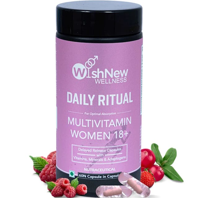 WishNew Wellness DAILY RITUAL Multivitamin for Women 18+, 60 Delayed Release Capsules, 100% Vegetarian | Comprehensive Nutritional Support for Modern Women | 30 Servings