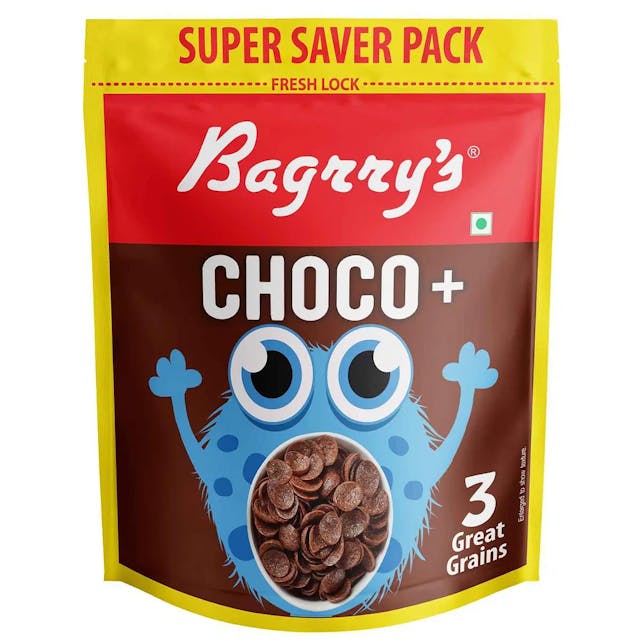 Bagrry's Choco+ With 3 Great Grains Flakes(Oats,Whole Wheat,Rice) 1.2 Kg