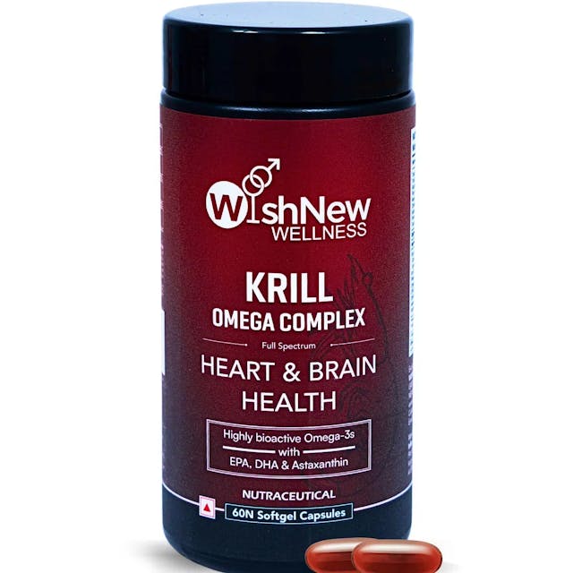 WishNew Wellness KRILL OMEGA COMPLEX, 60 Softgel Capsules | Full-Spectrum Heart & Brain Health Formula | Serving Size: 2 Softgels Daily