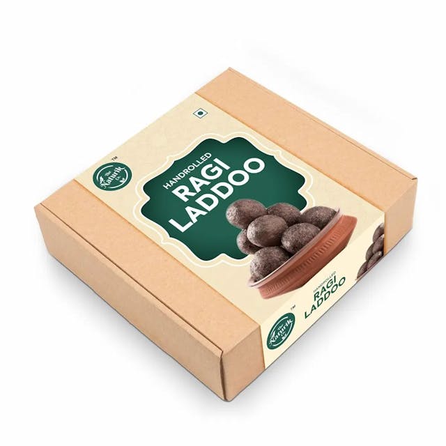 The Naturik Co Hand Rolled Ragi Laddoos, Made with Brown Sugar, Cow Ghee, Almonds and Jaggery| Energy-Bar Replacement| No Preservatives Added 250g