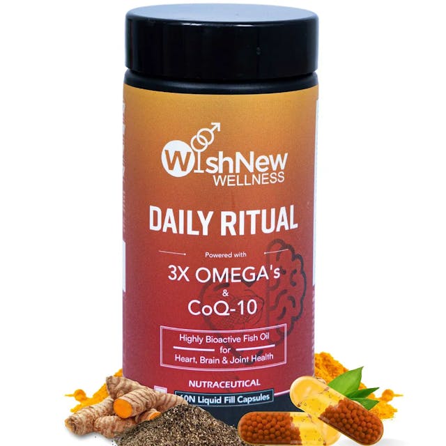WishNew Wellness DAILY RITUAL with Triple Strength Omega-3s & CoQ-10, 60 Liquid-Fill Capsules | Enhanced Heart & Brain Health Support | Daily Serving: 2 Capsules
