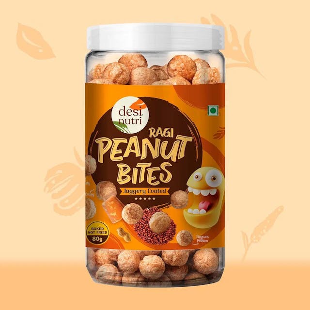 Desi Nutri Peanut Bites Jaggery Coated | Ready to Eat Peanut Bites Jaggery Coated | Peanut Bites Snacks | Peanut Bites Jaggery Coated - 80 gms | Rich in Iron & Calcium