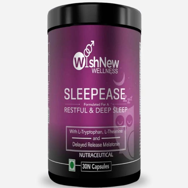 WishNew Wellness SLEEPEASE, 30 Vegetarian Capsules | Advanced Formula for Restful & Deep Sleep | Serving Size: 1 Capsule Daily
