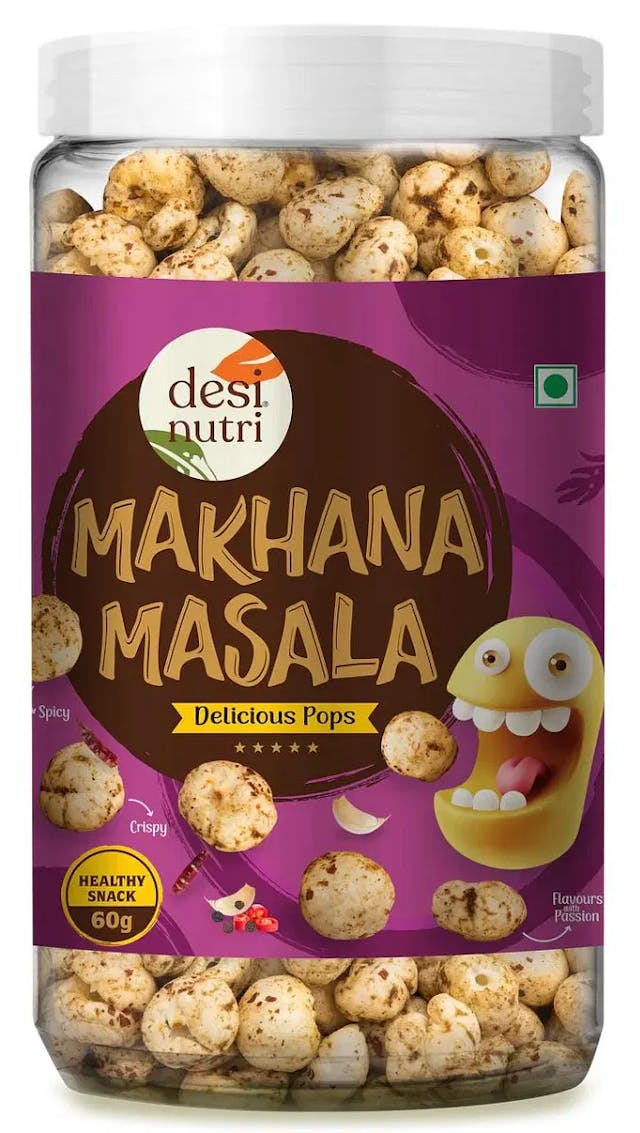Desi Nutri Masala Makhana | Ready to Eat Masala Makhana | Masala Makhana Snacks | Masala Makahana - 60 gms