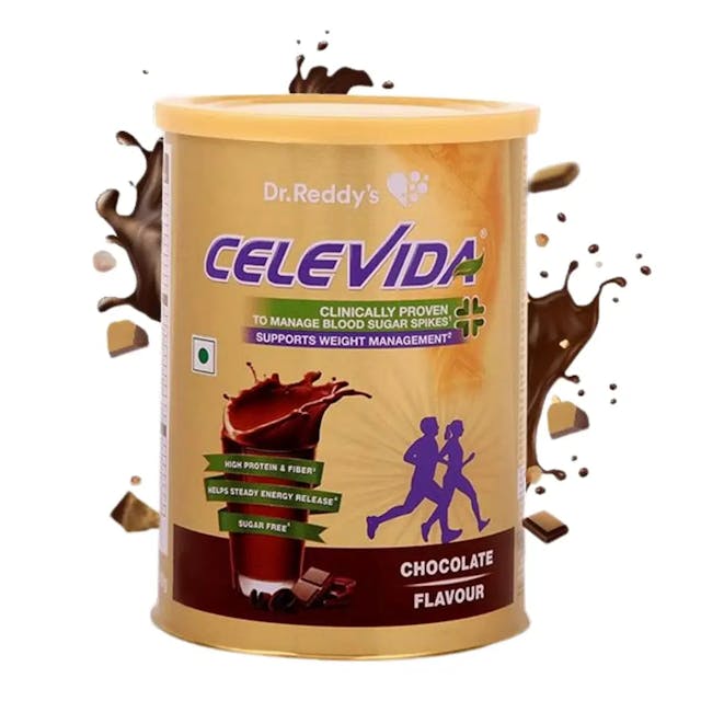 Dr. Reddy's Celevida Protein Powder Drink for Diabetes Management by Dr. Reddys| Chocolate Flavour| No Added sugar | Millet based | For Glycemic control & Immunity Support | 400gm