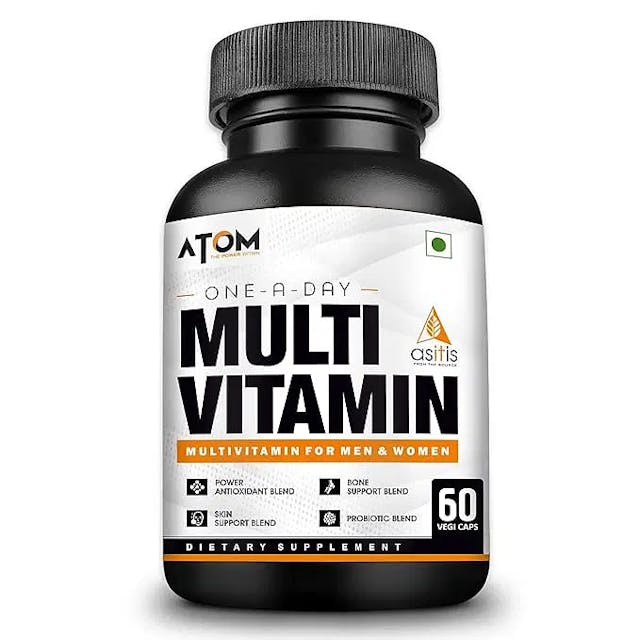 AS-IT-IS Nutrition ATOM Multivitamin for Men & Women - 60 capsules | 31 Vital Nutrients | Designed as per RDA | Supports Bone & Skin Health | Powerful Antioxidant | With Probiotic BlendÃ¢â‚¬