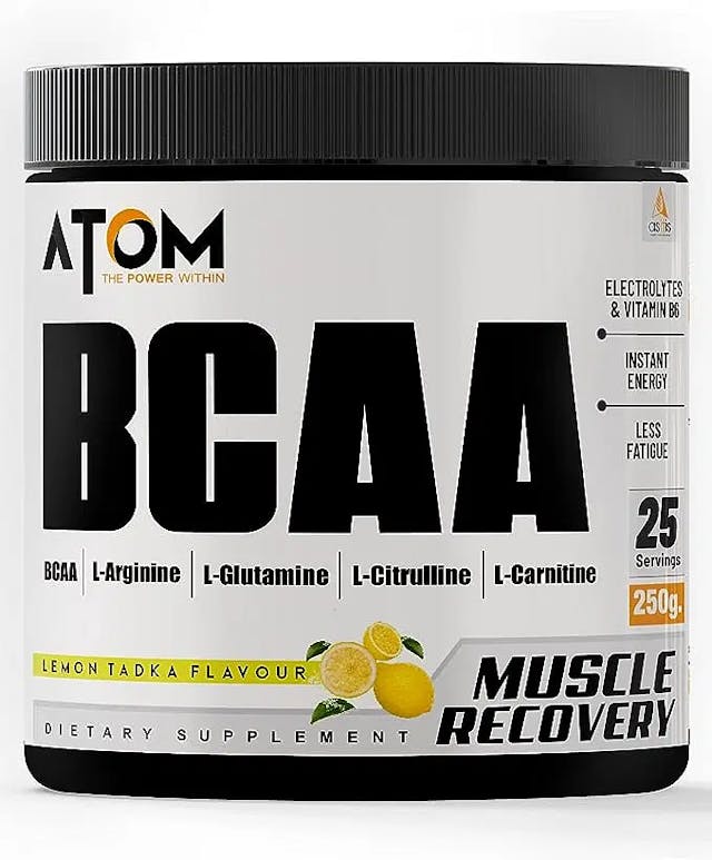 AS-IT-IS Nutrition AS-IT-IS ATOM BCAA 250g with L-arginine, L-Carnitine, L-Citrulline Powder for Energy Burst & Athletic Performance | Lemon Tadka Flavor