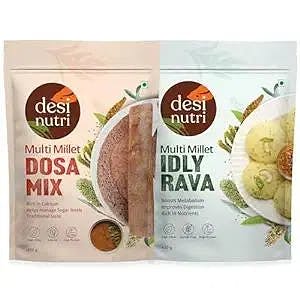 Desi Nutri Buy 2 Dosa Mix Get 1Idli Mix Free | Millet Dosa Mix | Dosa Batter with Millets | Instant Millet Dosa Mix - 450gms Each | Pack Of 3| Rich in Vitamins and Minerals