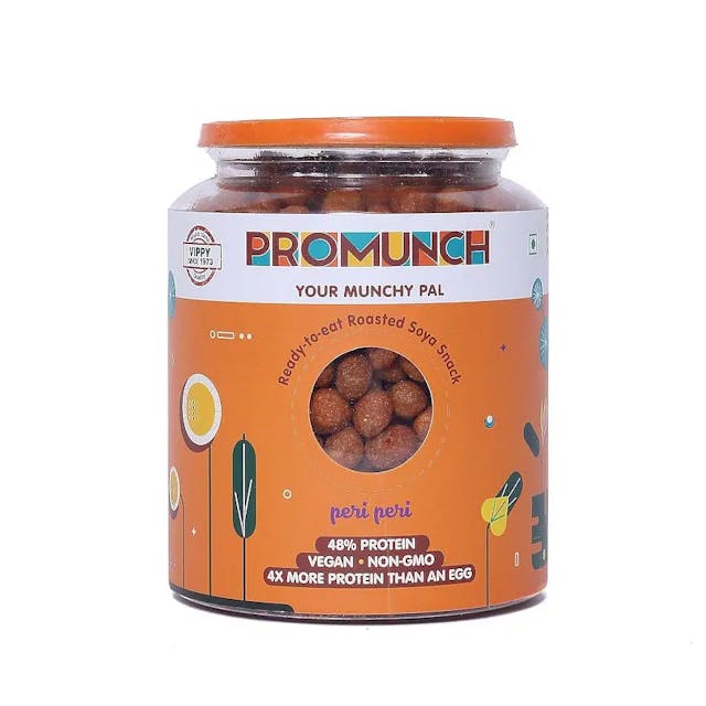 PROMUNCH Roasted Soya Snack | Vegan | High-Protein | Healthy | Gluten-Free | Flavor: Peri-Peri, 300 g Pack of 1