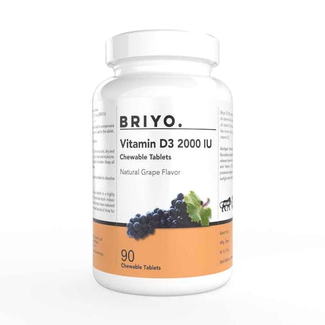 Briyo Vitamin D3 2000 IU d3 - 90 Chewable Tablets Promotes Calcium Absorption, Bone Health, Muscle Strength & Immunity(natural grape flavor(90 Tablets))…