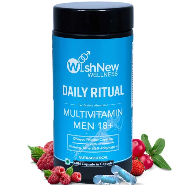 WishNew Wellness DAILY RITUAL Multivitamin for Men 18+, 60 Capsules for Optimal Absorption, 100% Vegetarian, Delayed Release | Essential Nutrients for Men's Health | 30 Servings