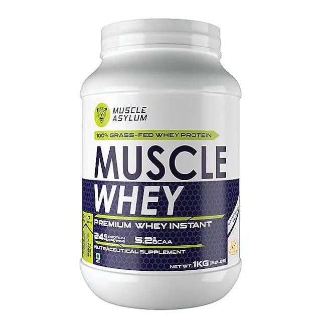 Muscle Asylum Premium 100% Whey Protein, 24g Protein, 5.2g Bcaa, For Muscle Building & Recovery ,25 Servings (Butterscotch Icecream)-1kg (2.2 lbs)