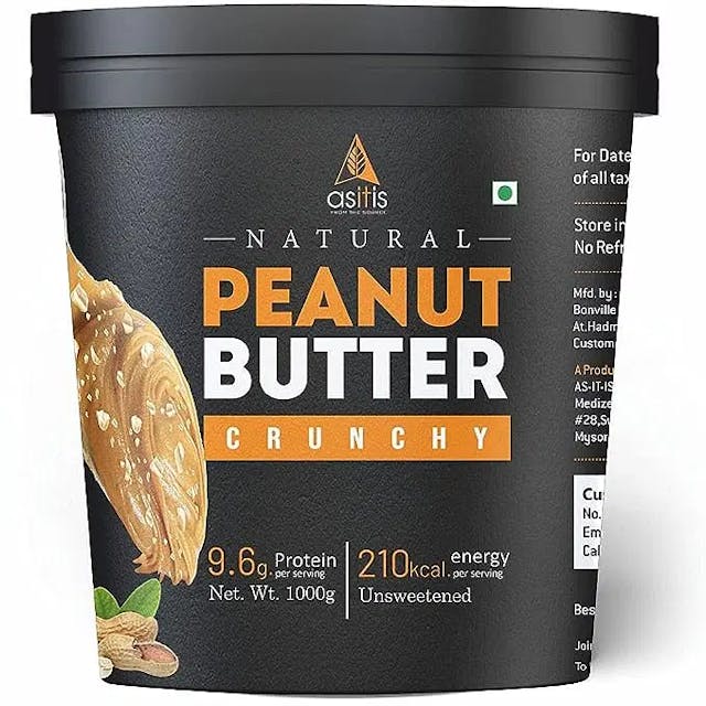 AS-IT-IS Nutrition Peanut Butter Crunchy (Natural and Unsweetened) - 1Kg