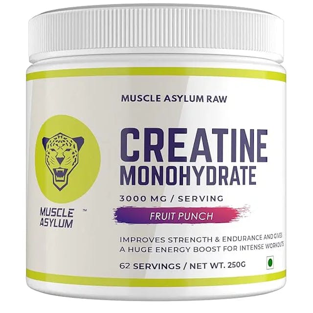 Muscle Asylum Creatine Monohydrate Powder Fruit Punch 250gm - (62 Servings)
