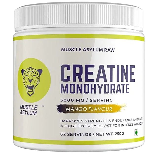 Muscle Asylum Creatine Monohydrate Powder Mango,Pack of 250gm, (62 Servings)