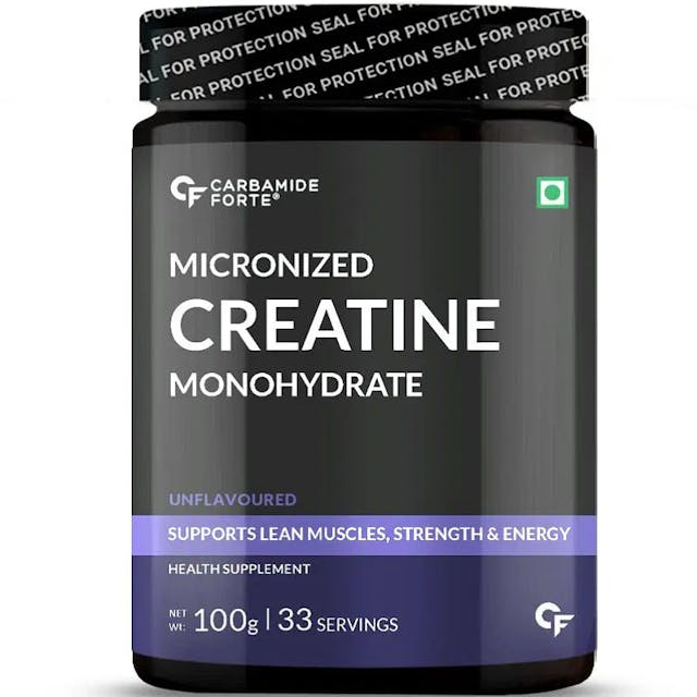 Carbamide Forte Micronized Creatine Monohydrate Powder for Lean Muscles, Strength & Energy - Unflavored - 33 Servings - 100g
