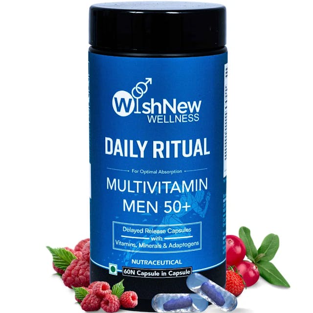 WishNew Wellness DAILY RITUAL Multivitamin for Men 50+, 60 Delayed Release Capsules for Optimal Absorption, 100% Vegetarian | Comprehensive Health Support for Mature Men | 30 Servings