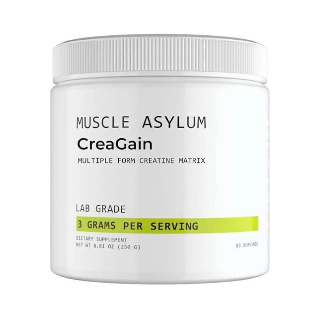 Muscle Asylum CreaGain Creatine Powder 3g - Pure Creatine Supplement for Muscle Growth, Recovery, Strength, and Performance - 83 Servings, 250g, Unflavored