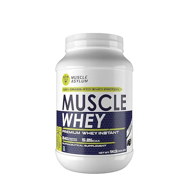 Muscle Asylum Premium 100% Whey Protein, 24g Protein, 5.2g Bcaa, For Muscle Building & Recovery ,25 Servings (Cookie & Cream)-1kg (2.2 lbs), Box