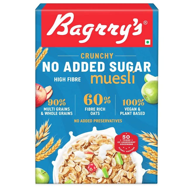 Bagrry's Crunchy Muesli| 40% Fibre Rich Oats with Bran | 82% Multi Grains, Almonds, Raisins & Honey | Breakfast Cereal | Natural Muesli