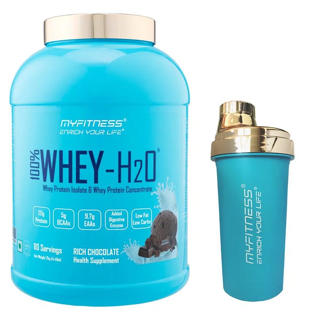 MYFITNESS ® 100% WHEY-H2O 80 Servings |Whey Protein Powder| Whey Protein Isolate First Source Whey Protein Concentrate Second Source|80% Protein Per Serving| 5g BCAA| 9.7g EAA| Added Digestive Enzyme|Low Fat Low Carbs|2000gms
