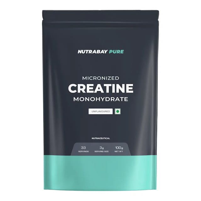 Nutrabay Pure Micronised Creatine Monohydrate  Unflavoured | Pre/Post Workout Supplement for Muscle Repair & Recovery | Supports Athletic Performance & Power