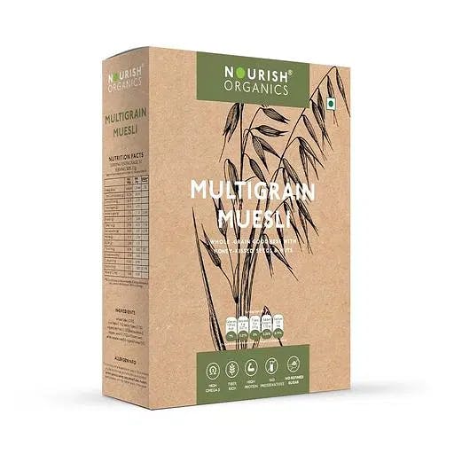 Nourish Organics Honey Crunch Muesli, 300g | Whole-Grains | Cashews, Almonds & Raisins (Pack of 1)