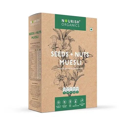 Nourish Organics Seeds and Nuts Muesli 300g, | Raisins | Apricots & Apples (Pack of 1)