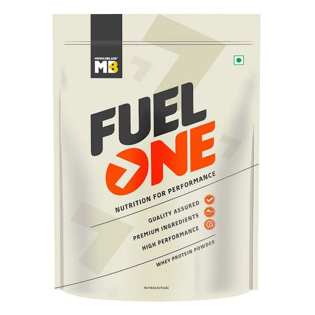 MuscleBlaze MB Fuel One Whey Protein, 24 g Protein, 5.29 BCAA, 4.2 g Glutamic Acid (Cafe Mocha, 1 kg / 2.2 lb, 25 Servings)