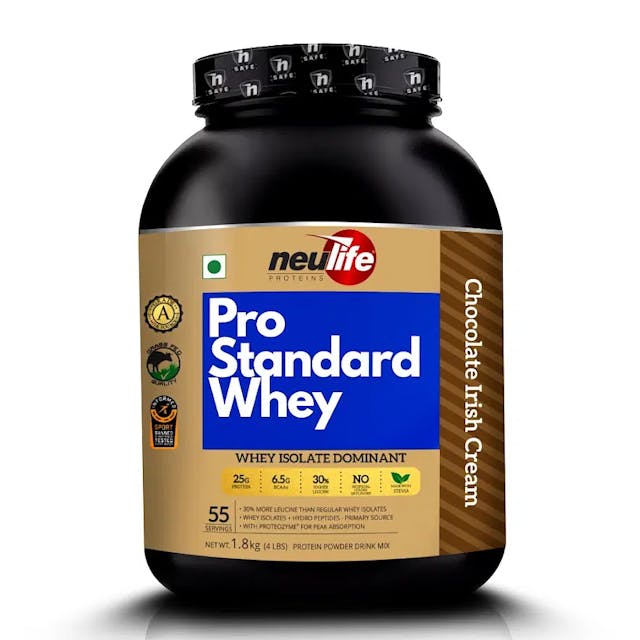 NEULIFE Pro Standard Advanced Whey Protein Isolate Powder with Added Leucine | Batch Tested & Informed Sport Certified 4lbs (Chocolate Irish Cream)